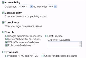 Rule Chooser window screenshot showing accessibility guideline choices